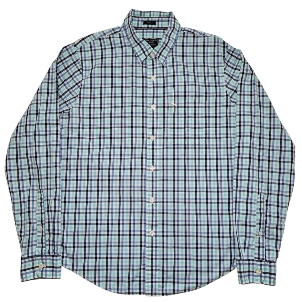 Abercrombie & Fitch Mens Plaid Shirt Button Down Muscle XXL Preppy Gingham